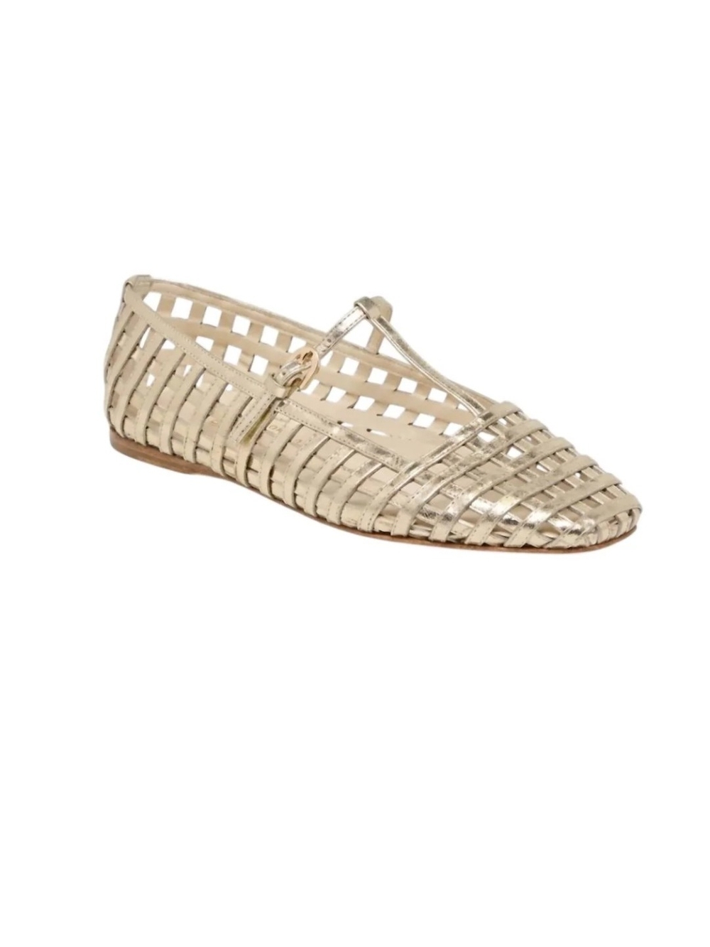 Dolce Vita Metallic Woven T-Strap Flats - Light Gold